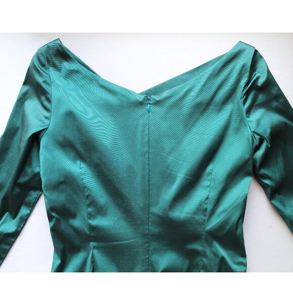 Talbot Runhof Komoe3 Cocktail Dress / Size 6 / Size 36 / Turquoise Gathered - Picture 8 of 13